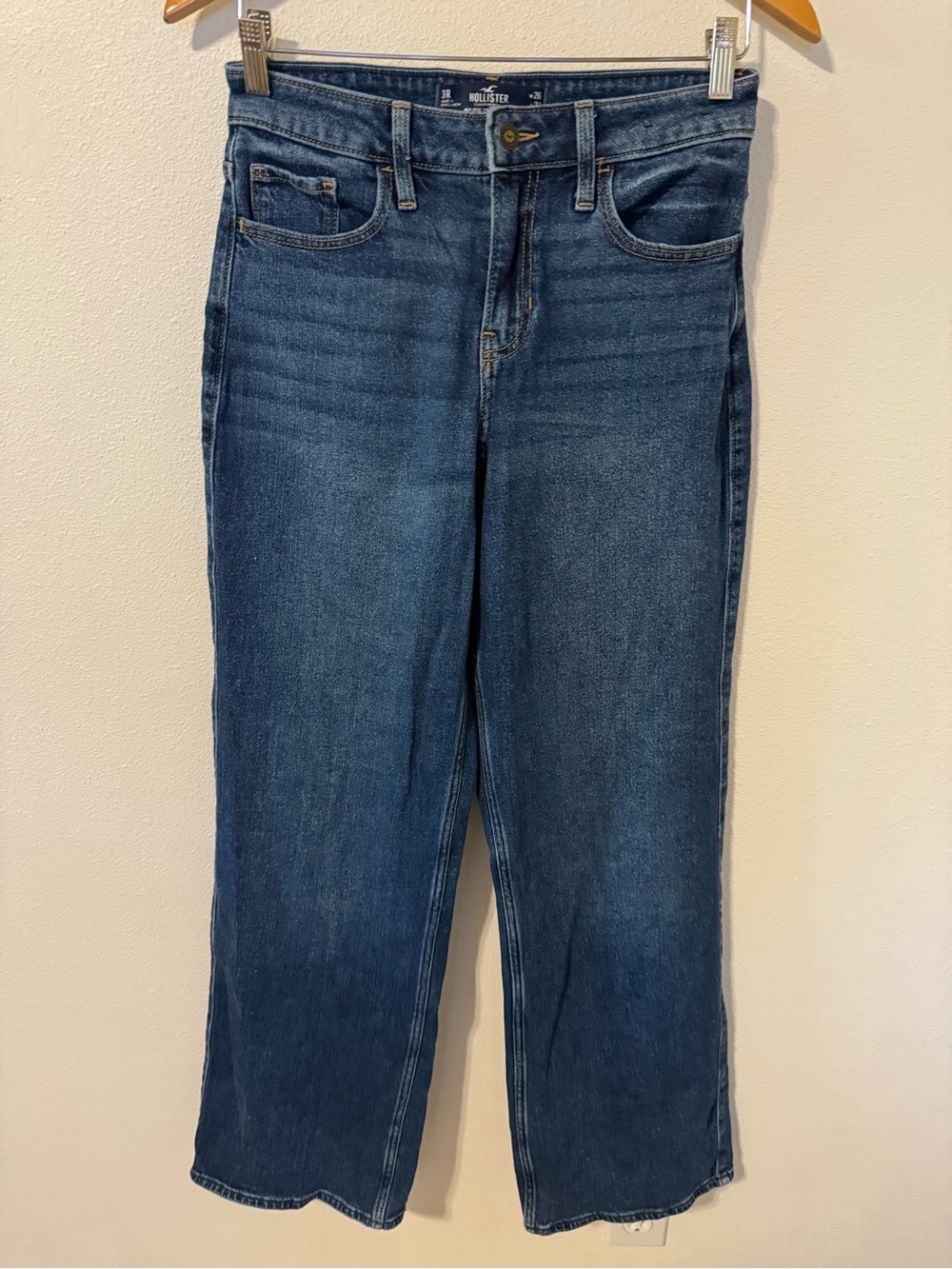 Hollister High-Rise Vintage Baggy Jeans Dark Wash Stretch Denim Relaxed-26x31